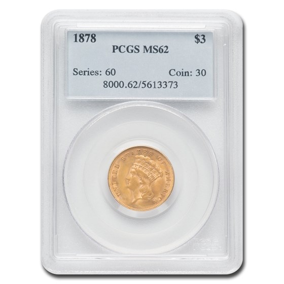 1878 $3 Gold Princess MS-62 PCGS 1878 $3 Gold Princess MS-62 PCGS